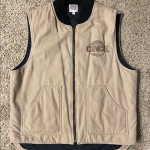 Vintage Cinch Insulated Quilted Lined Work Vest Mens 2XL Tan Canvas
